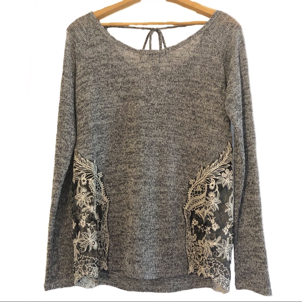 Charming Charlie Marled Lace Light Sweater Soft